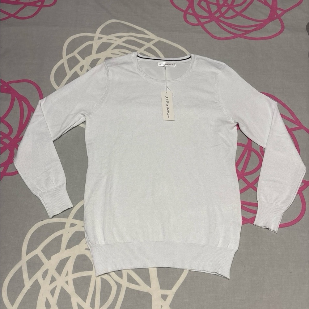 JJ Perfection White Crewneck Sweater